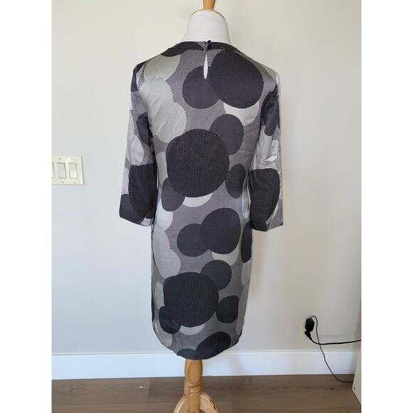 ST. EMILE 100% SILK BLACK WHITE GEOMETRIC PRINT DRESS 3/4 Sleeve Size US 6 - Picture 4 of 7